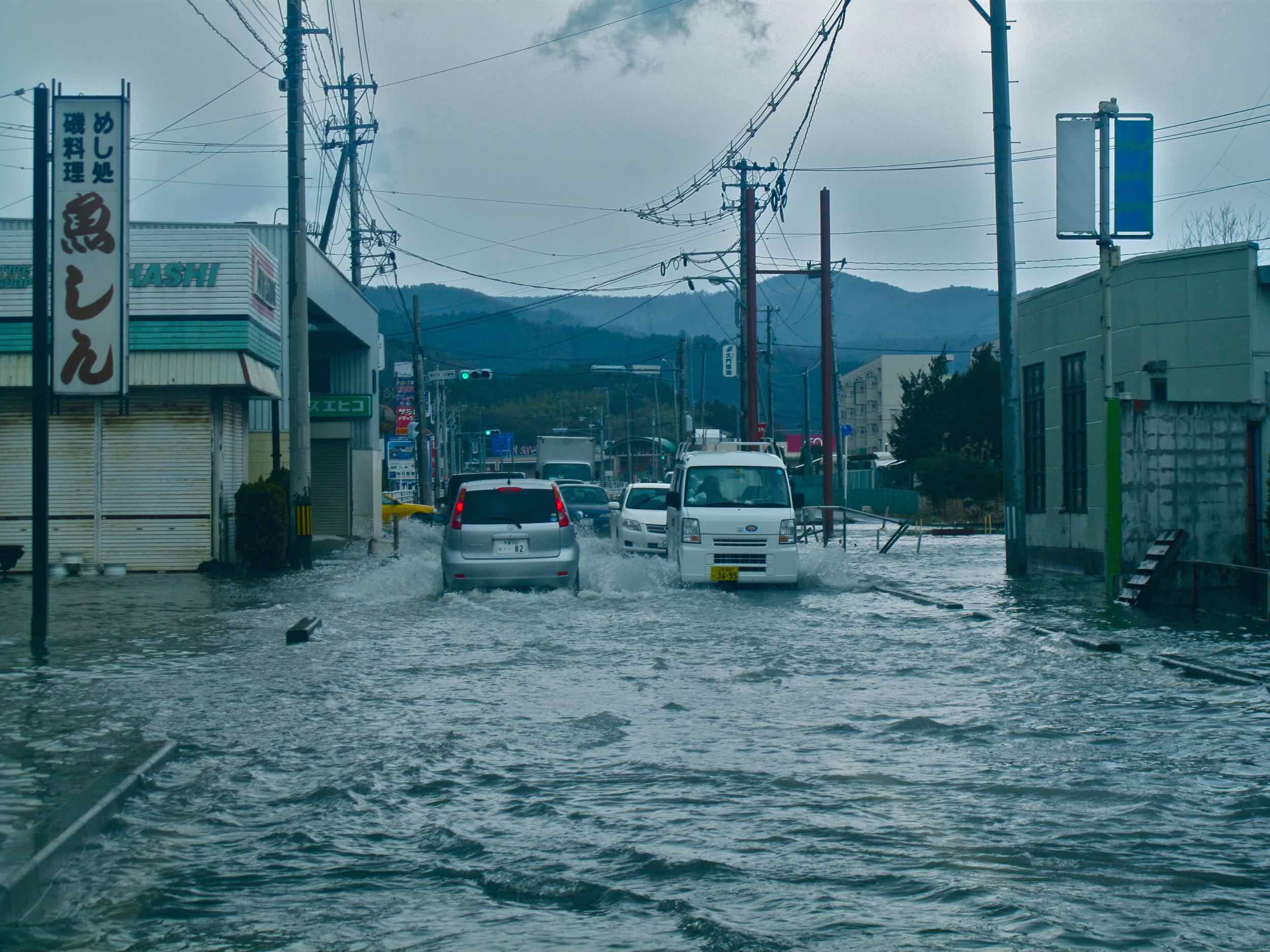  4/15 Onagawa Kaido road at high tide, outskirts of Onagawa City 